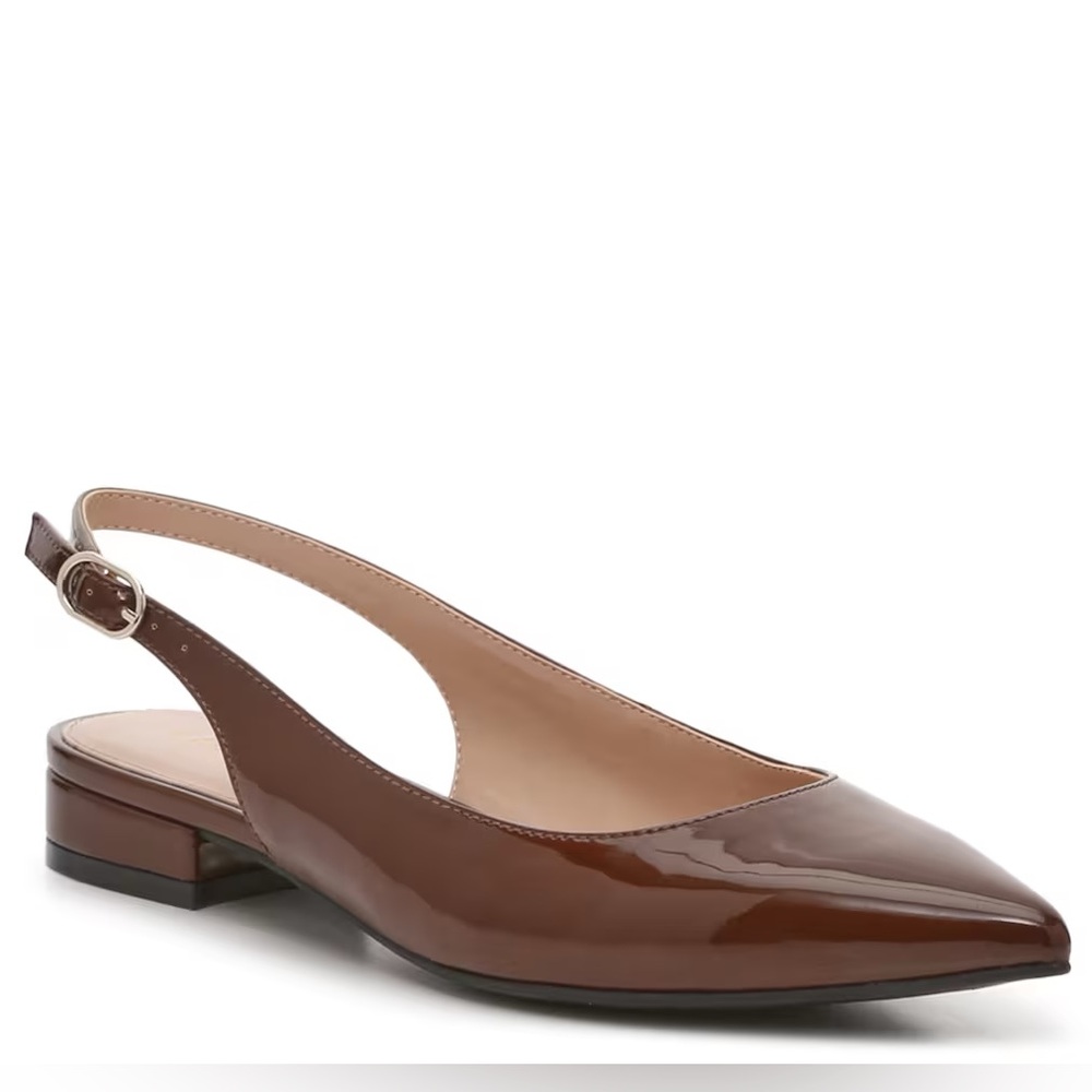 Kelly & Katie Olicia Slingback Flat Dark Brown Patent Size 9